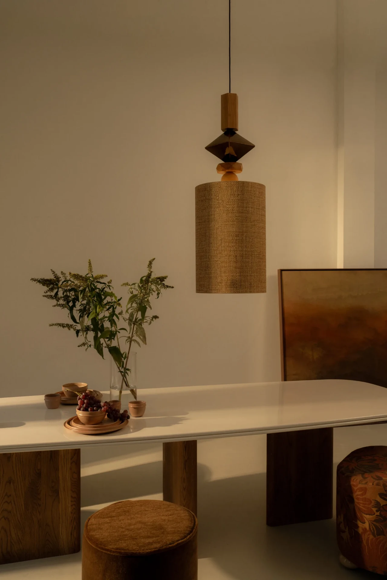 Duran x BigBeads pendant above a dining table